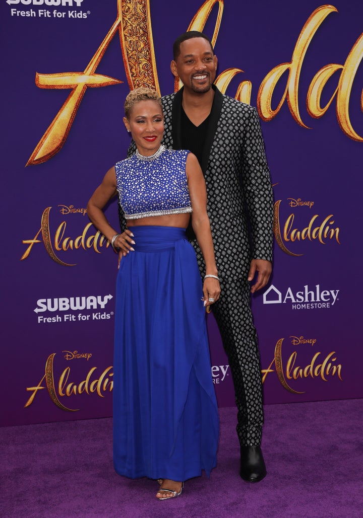 Jada Pinkett Smith and Will Smith arrive at the "Aladdin" premiere in Los Angeles. 