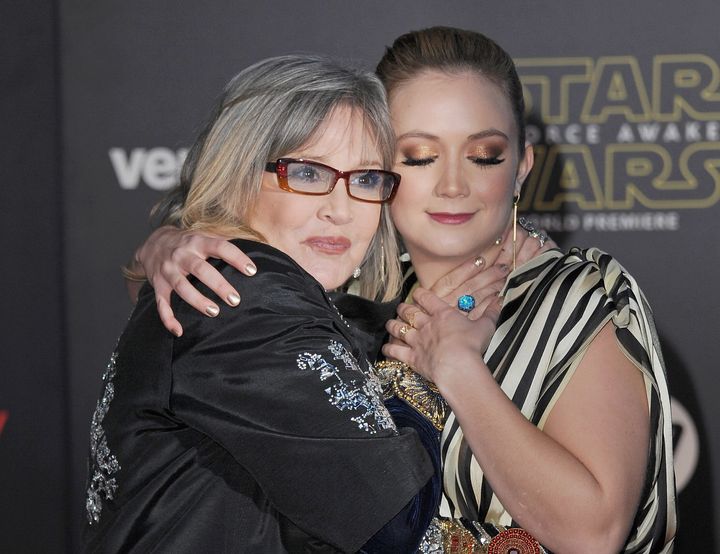 Carrie Fisher and Billie Lourd at the Los Angeles premiere for "The Force Awakens" in December 2015.