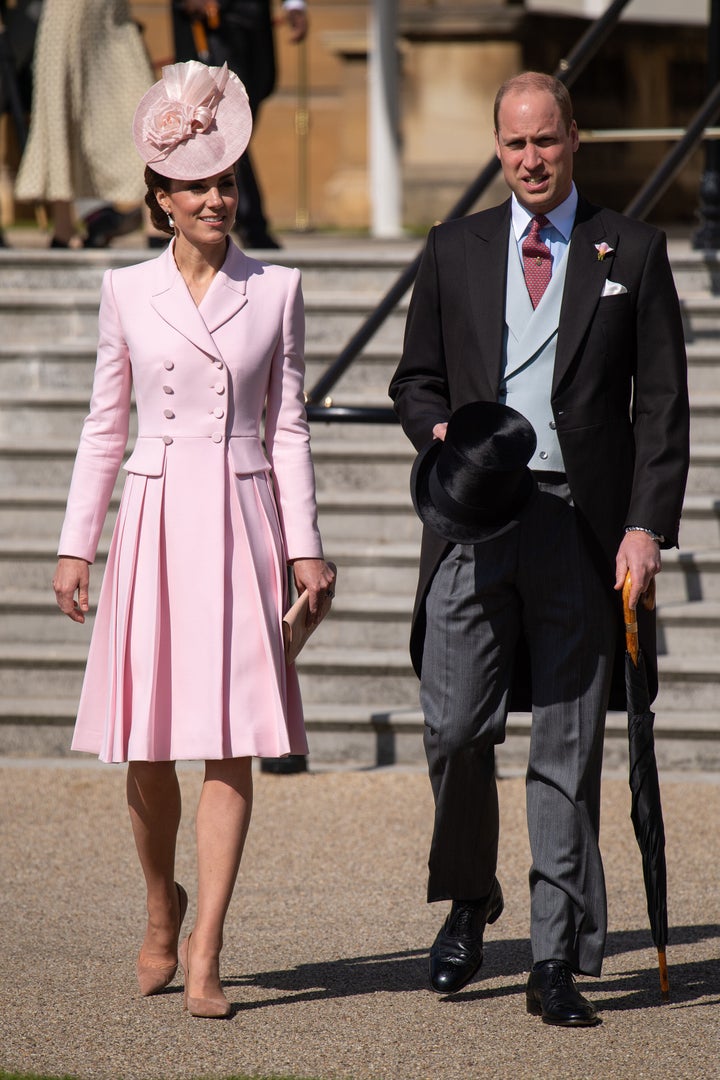 Prince William and Catherine, Duchess of Cambridge attending the Royal Garden Party at Buckingham Palace on May 21 in London, England. 