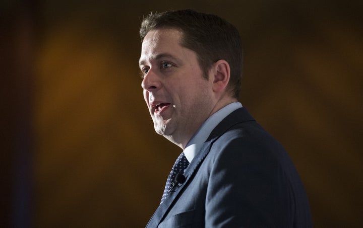 Conservative Leader Andrew Scheer speaks at the Vancouver Board of Trade in Vancouver on Apr. 12, 2019.