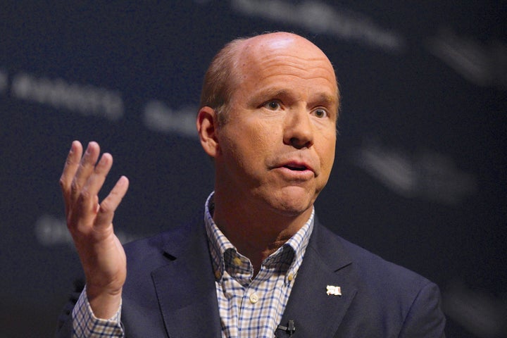 Democratic presidential candidate and former Rep. John Delaney (D-Md.) speaks at the Heartland Forum held on the campus of Buena Vista University in Storm Lake, Iowa, on March 30, 2019.