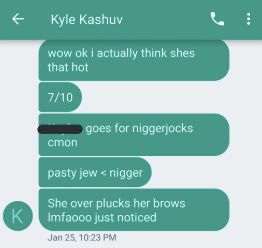 Kashuv complains about a "7/10" girl going for "niggerjocks."