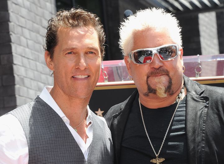 Matthew McConaughey with Guy Fieri at Guy Fieri's Hollywood Walk Of Fame ceremony on May 22 in Hollywood, California. 
