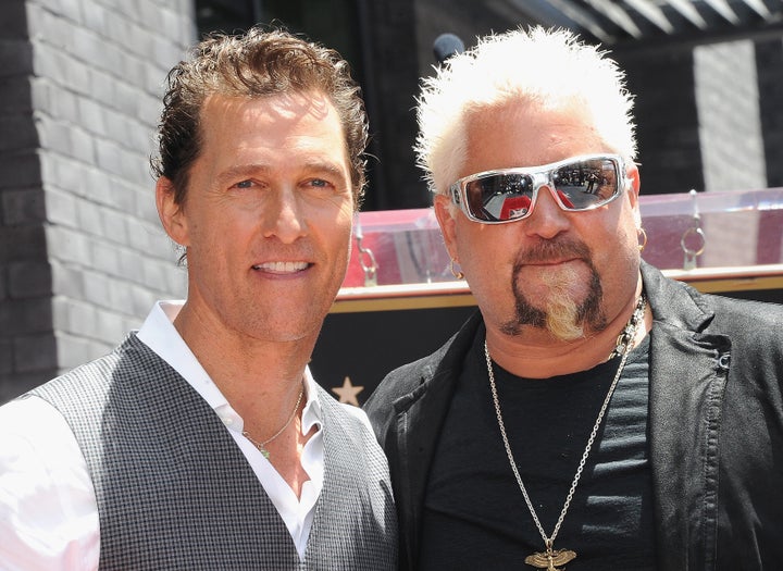 Matthew McConaughey with Guy Fieri at Guy Fieri's Hollywood Walk Of Fame ceremony on May 22 in Hollywood, California.