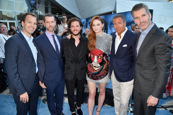 Casey (far left) with the cast and crew of Game Of Thrones