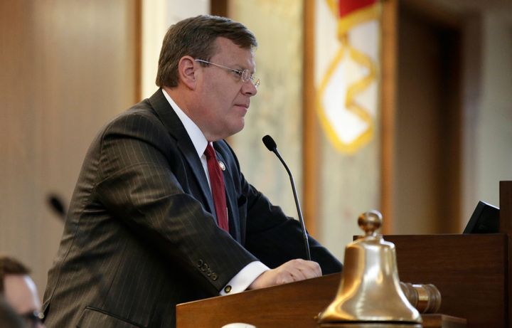 North Carolina House Speaker Tim Moore (R) listens during a special session at the General Assembly in Raleigh, North Carolina, July 24, 2018.