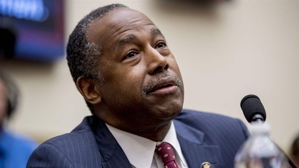 Housing and Urban Development Secretary Ben Carson testifies at a House Committee on Financial Services oversight hearing on Capitol Hill in Washington. He’s proposed a rule banning certain immigrants from receiving public housing assistance or Section 8 vouchers.