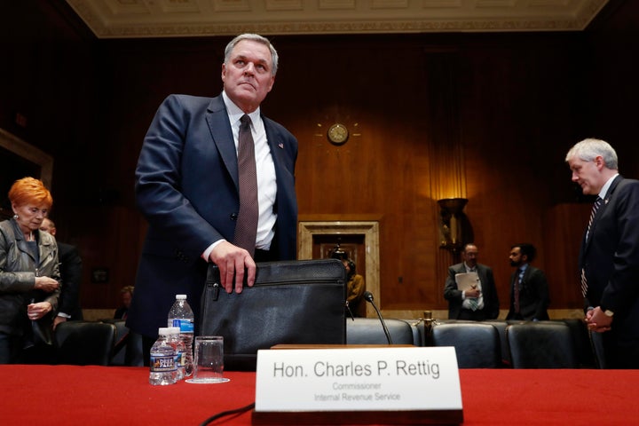 IRS Commissioner Charles Rettig arrives to testify about the budget during a Senate hearing on May 15.