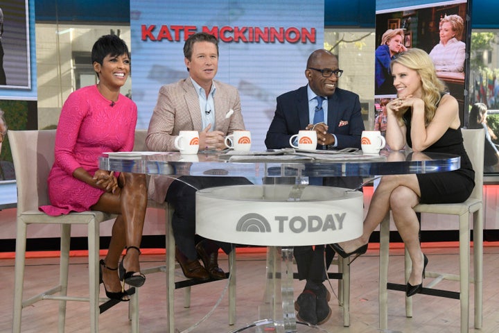 Anchors Tamron Hall, Billy Bush and Al Roker with Kate McKinnon on “Today” in 2016.