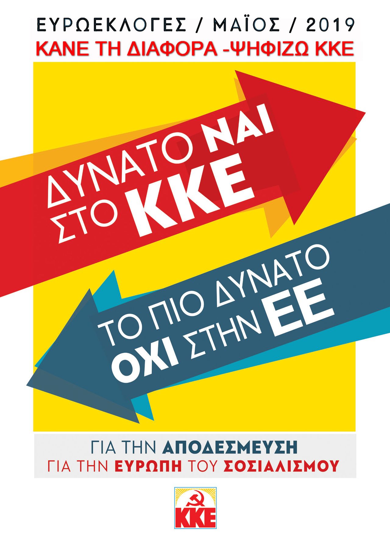 Κεντρική αφίσα του ΚΚΕ για τις Ευρωεκλογές 2019.