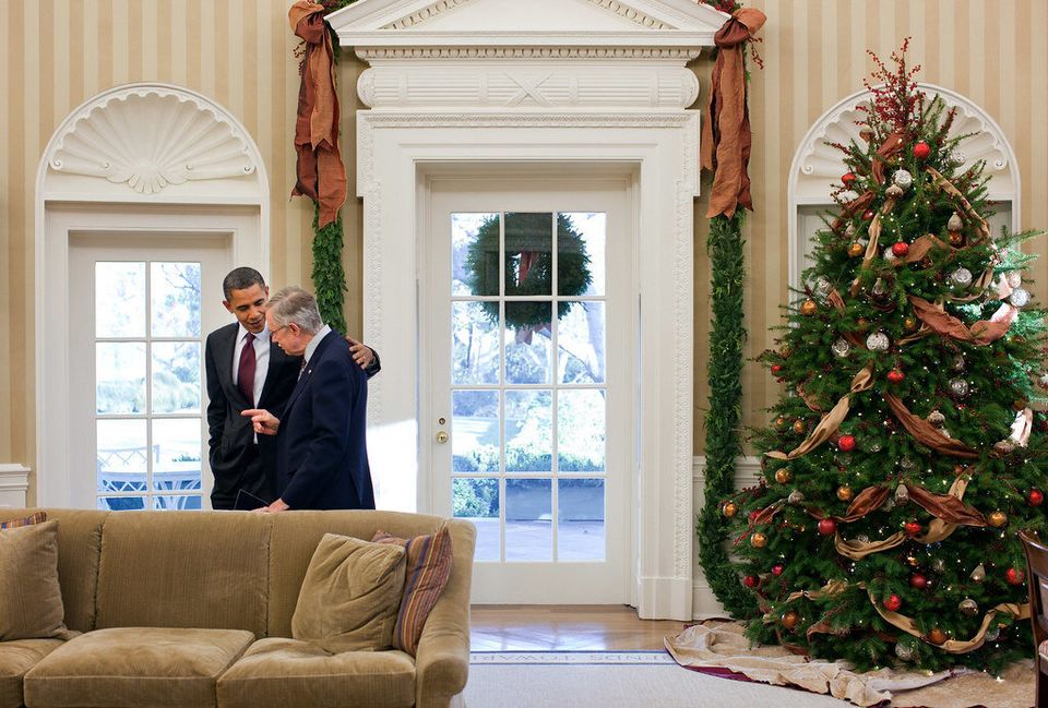 Obama and Reid talk privately in the Oval Office on Dec. 4, 2010. After congressional Democratic leaders met with the president that day about the agenda for the lame-duck session, the Senate majority leader spoke with Obama about the repeal of 