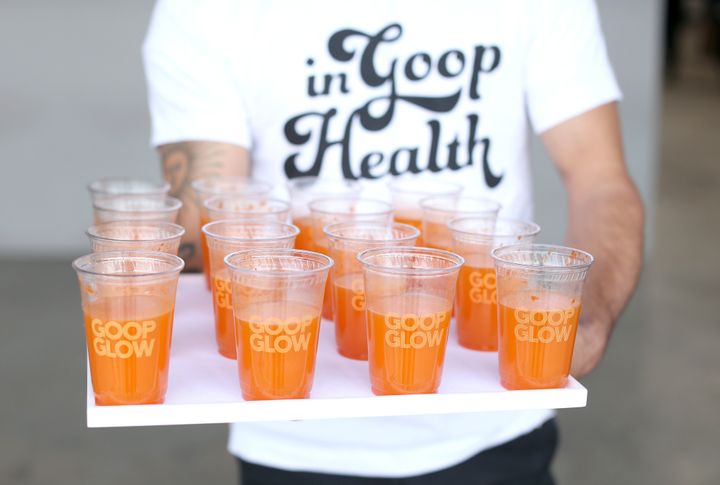 Drinks on display at the In goop Health Summit in Los Angeles 2019 on May 18.