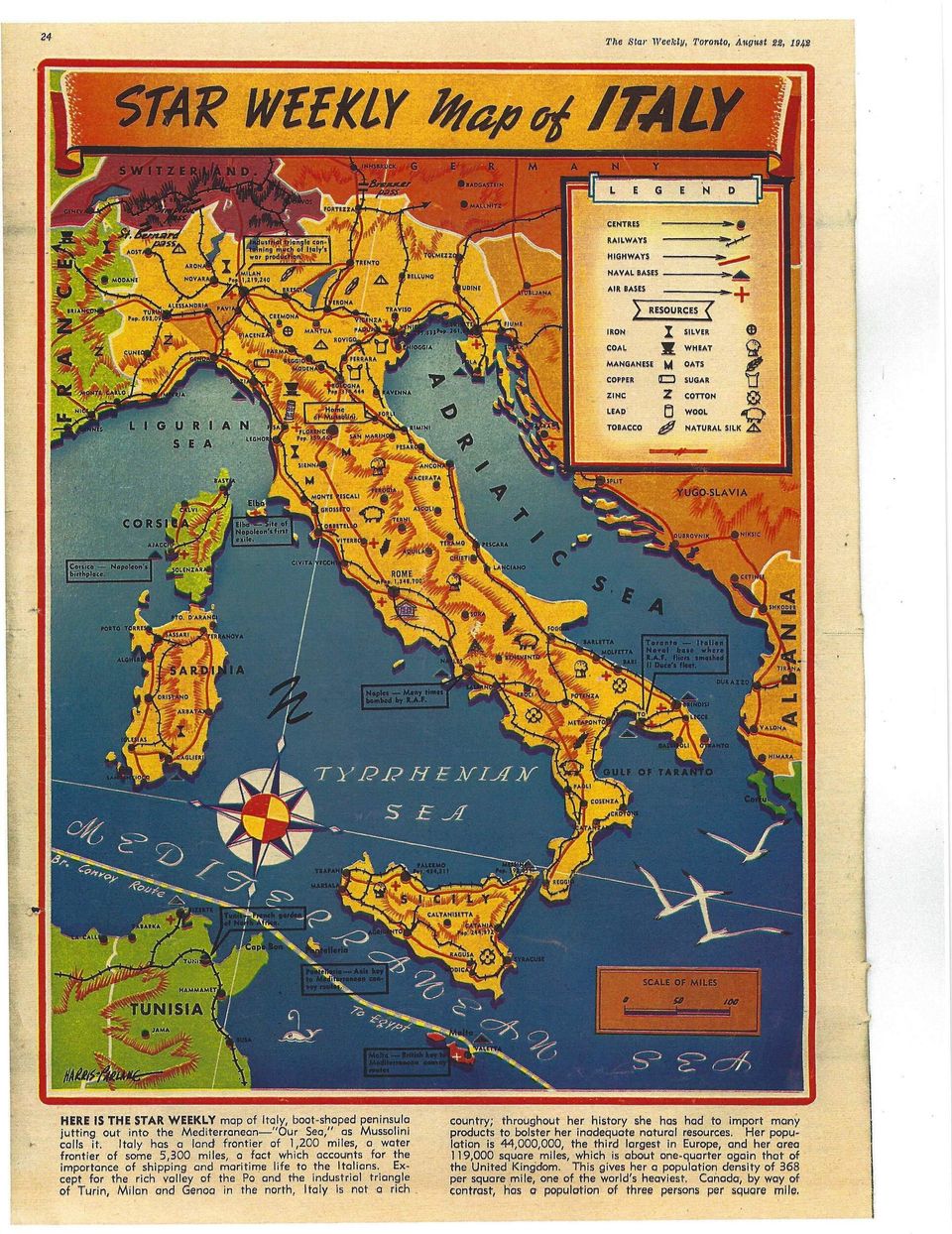 Star Weekly Italy Map Found On Page 24