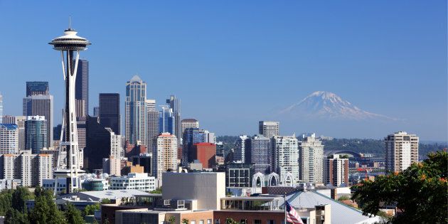 Downtown Seattle with Mount Rainier looming in the background. Foreign buyers are flocking to the city at a