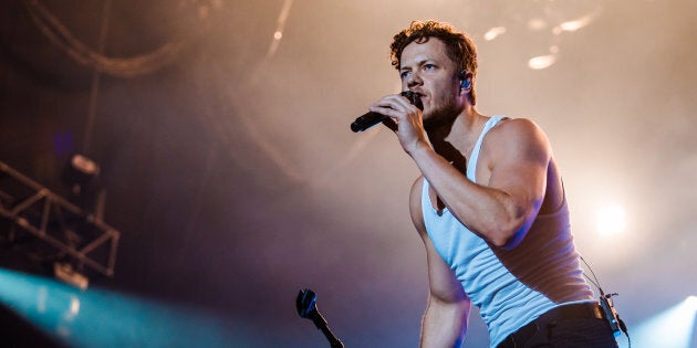 Imagine Dragons singer Dan Reynolds performing in Sao Paulo, Brazil on March 24.