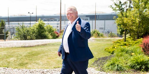 Ontario premier-designate Doug Ford leaves after announcing his commitment to keeping the Pickering Nuclear Generating Station in operation until 2024 in Pickering, Ont., on June 21, 2018.