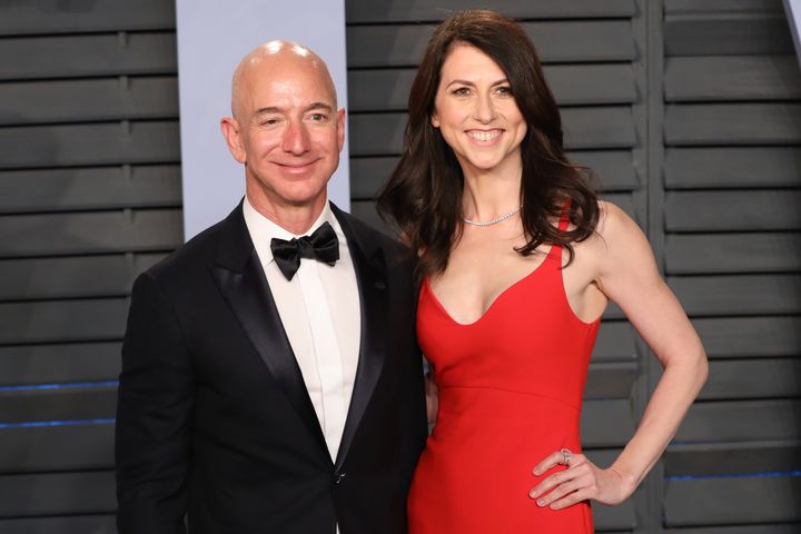 Jeff Bezos and MacKenzie Bezos attend the 2018 Vanity Fair Oscar Party hosted by Radhika Jones at Wallis Annenberg Center for the Performing Arts on March 04, 2018, in Beverly Hills, California.