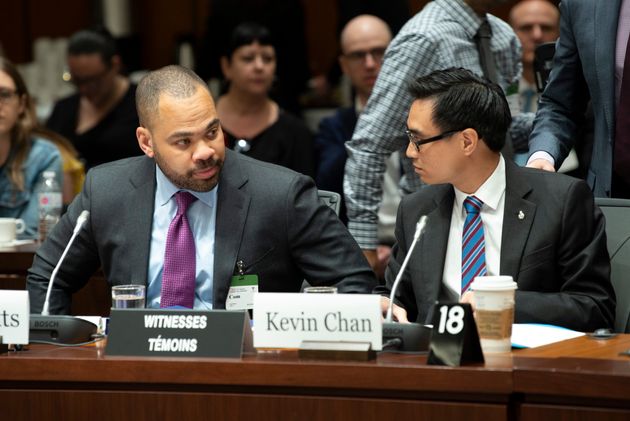 Facebook Global Policy Directors Neil Potts and Kevin Chan appear before the international grand committee on big data, privacy and democracy in Ottawa on May 28, 2019.