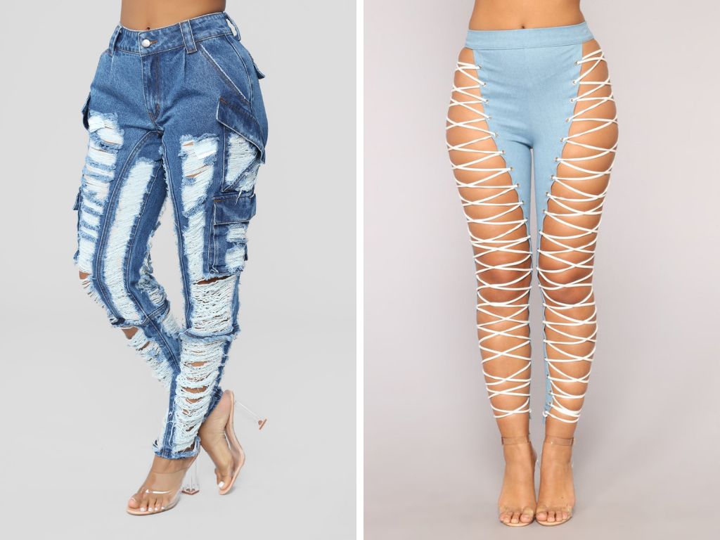 jeans with designs on the legs