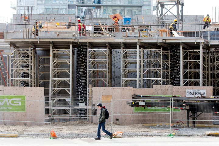 Construction of a condominium development in downtown Toronto March 15.