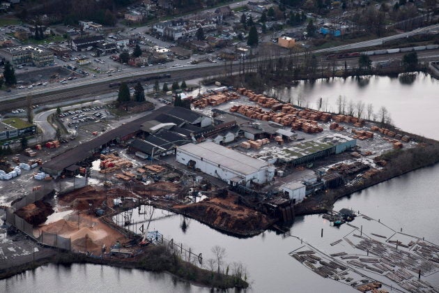 Flavelle Sawmill Co., Ltd is pictured from the air in Port Moody, B.C.