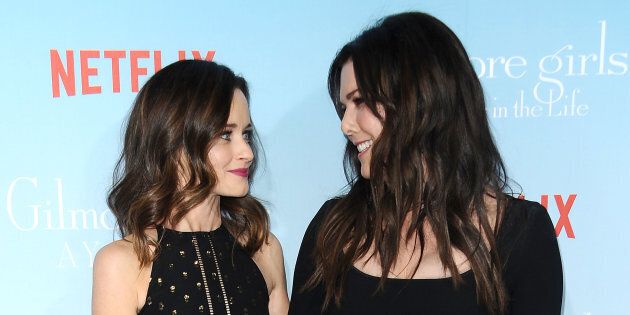 Alexis Bledel and Lauren Graham attend the premiere of 'Gilmore Girls: A Year in the Life' Nov. 18, 2016 in Los Angeles, California.