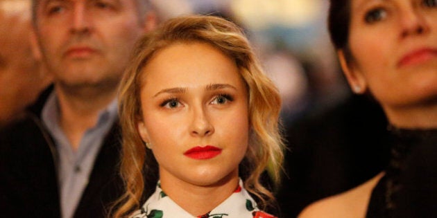 US actress Hayden Panettiere, girl friend of IBF, WBA, WBO and IBO champion Wladimir Klitschko from Ukraine watches Wladimir Klitschko's heavyweight world title boxing fight against his Australian challenger Alex Leapai in Oberhausen, western Germany, Saturday, April 26, 2014. (AP Photo/Frank Augstein)