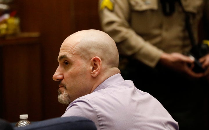 Michael Gargiulo, listens to his defense attorney Daniel Nardoni's opening statement in Los Angeles Superior Court at his tri