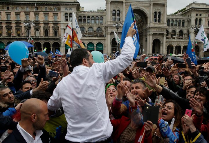 League leader Matteo Salvini, with leaders of other European nationalist parties, organized a rally in Milan, Italy, on May 18, ahead of the European Parliament elections.