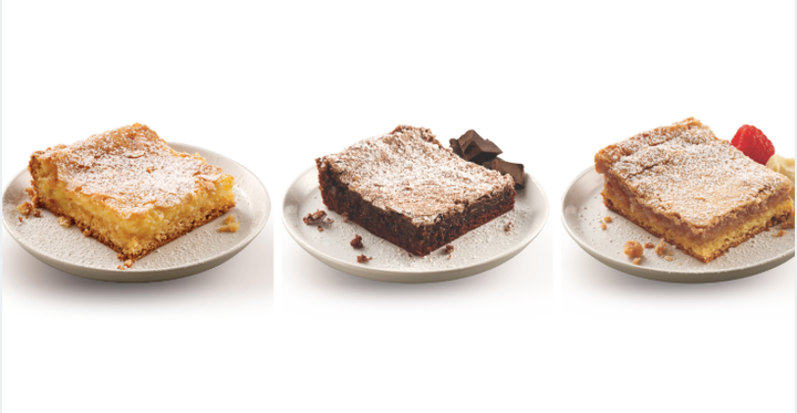 Left to right: Mom's traditional, triple chocolate and white chocolate raspberry varieties of gooey butter cake from Park Avenue Coffee in St. Louis.