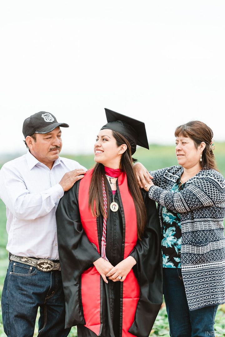 Photographer Aldair Nathaniel Sanchez captured heartfelt moments as Erica Alfaro joined her parents for a graduation photo shoot in the strawberry fields were they worked.