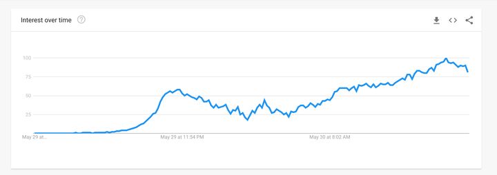 Google search interest in Nesamani over 29 and 30 May.