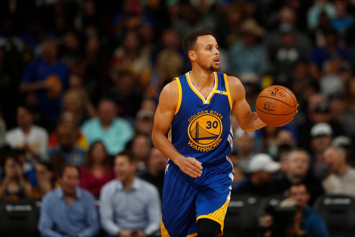 Stephen Curry on the court, probably not thinking about candy.