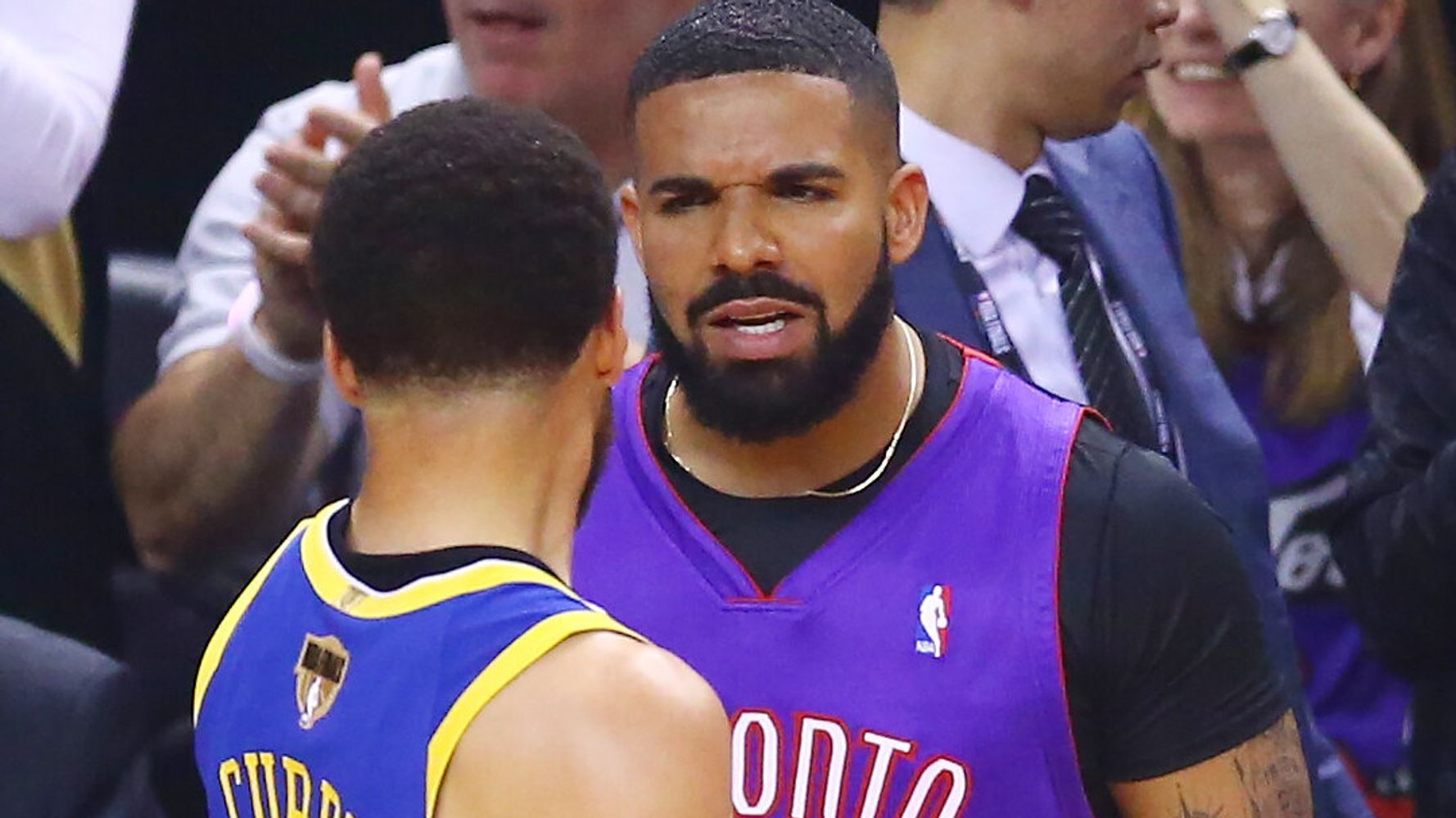 Video: Drake trolls Warriors with Dell Curry Raptors jersey