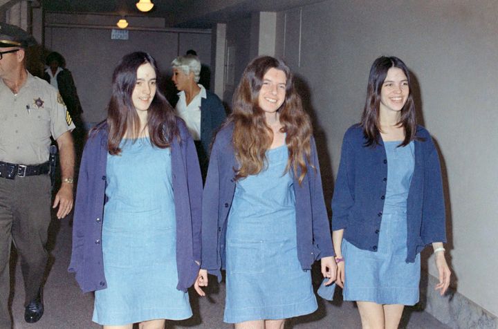Susan Atkins, Patricia Krenwinkel and Leslie Van Houten, walk to court in 1969 