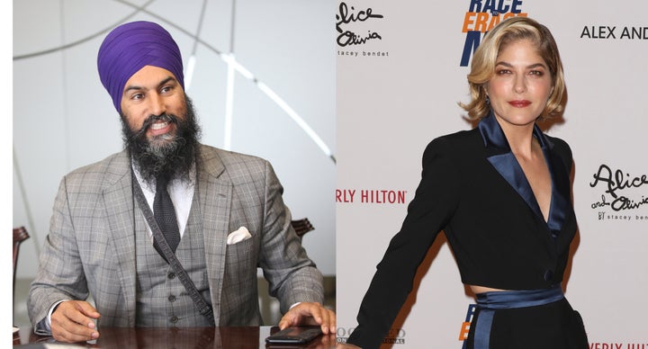 NDP Leader Jagmeet Singh, left, defended actress Selma Blair on social media.