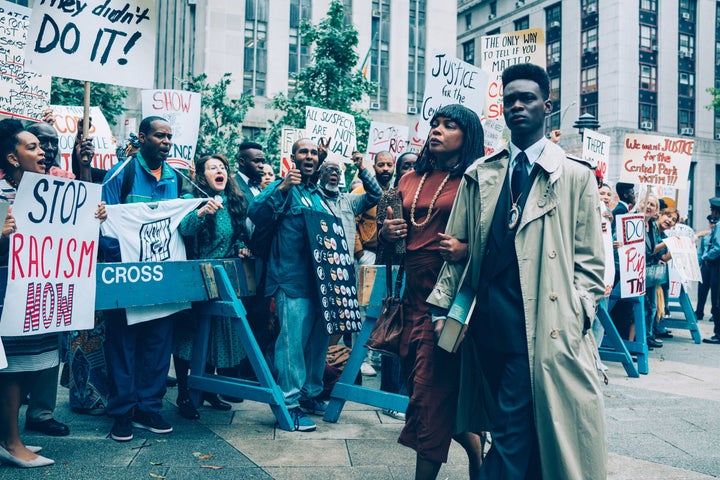 Yusef Salaam (Ethan Herisse) and his mother (Aunjanue Ellis) in "When They See Us."