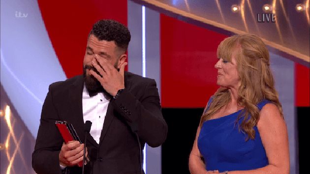 Shayne Ward was emotional at the British Soap Awards
