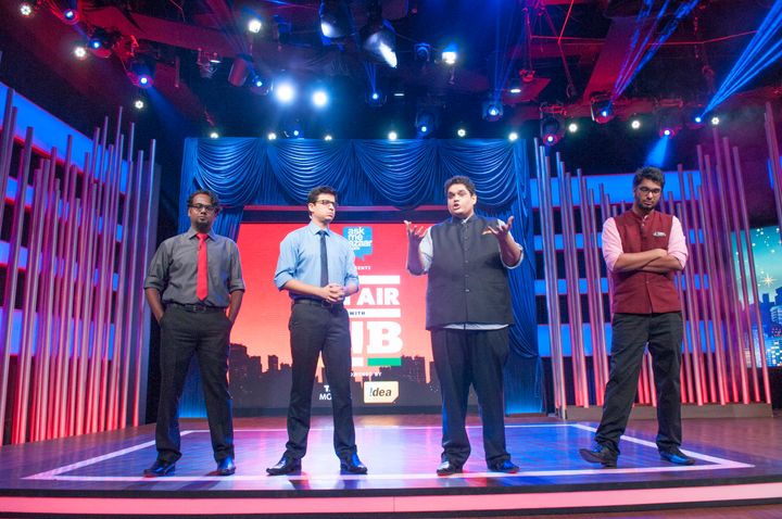 Ashish Shakya, Rohan Joshi, Tanmay Bhat and Gursimran Khamba at the taping of Hotstar's On Air With AIB.