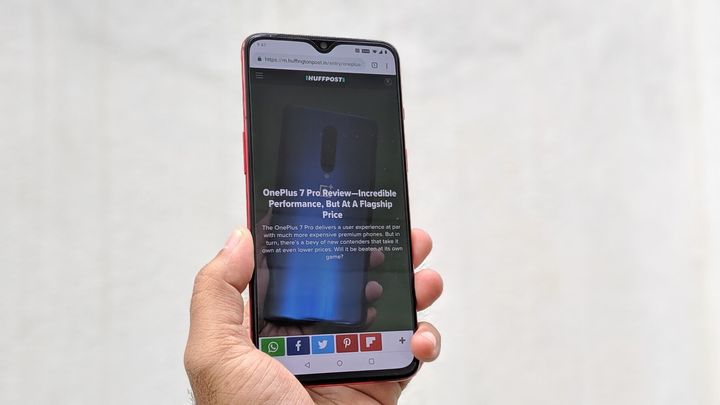 The OnePlus 7 has the same display as the OnePlus 6T, which gives vibrant colours on a panel that's bright enough for outdoor use.