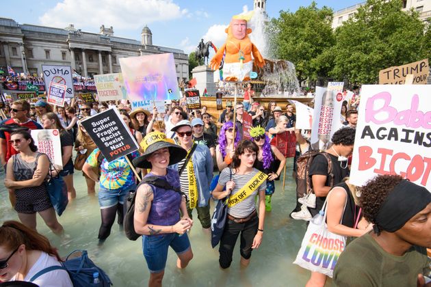 The Trump protests in Trafalgar Square last year.