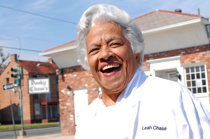 Chef Leah Chase stands outside her famous Creole restaurant, Dookie Chase's, which was flooded out during Hurricane Katrina, Friday, March 9, 2007, in New Orleans.