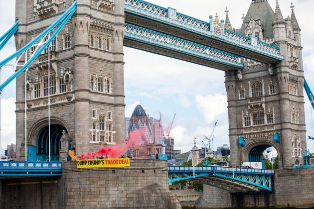 Protests began across London on Monday.