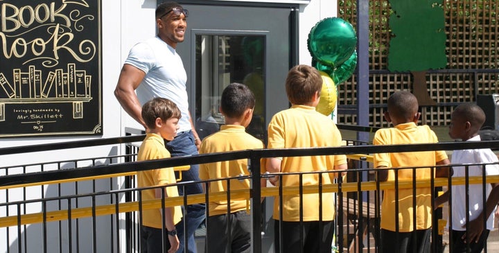 Anthony Joshua on a visit to Rob's then school in North London