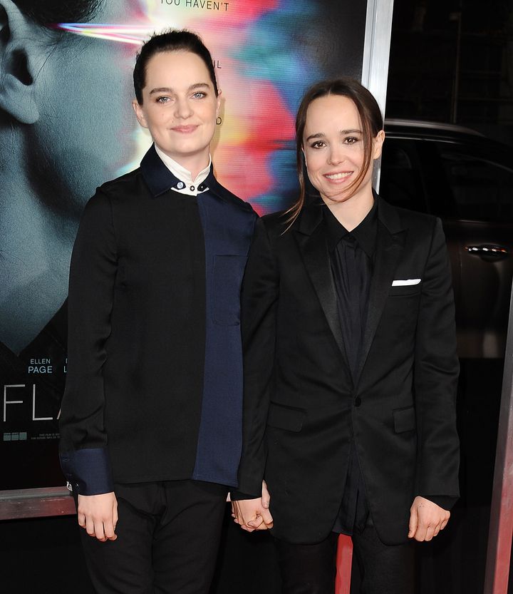 Emma Portner (left) and Ellen Page attend the premiere of "Flatliners" at The Theatre at Ace Hotel in September 2017.