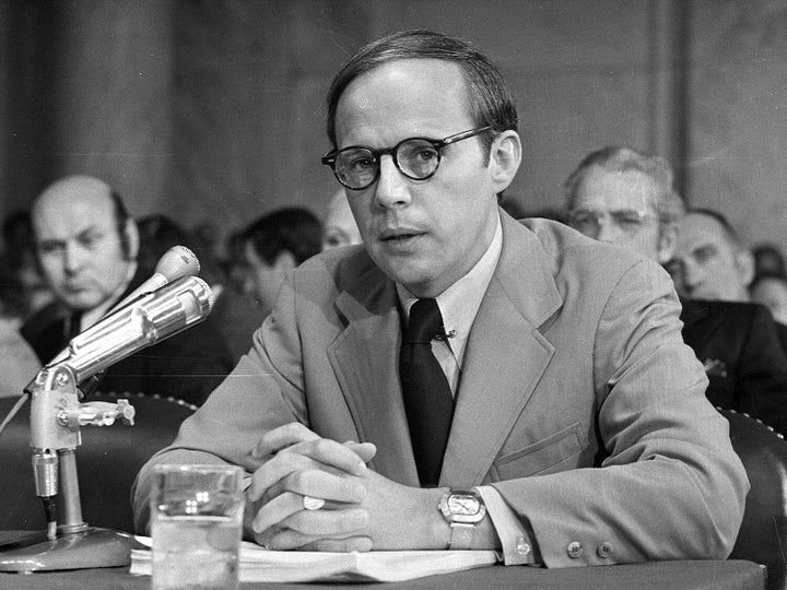 John Dean testifies before Congress at a Watergate hearing in 1973.