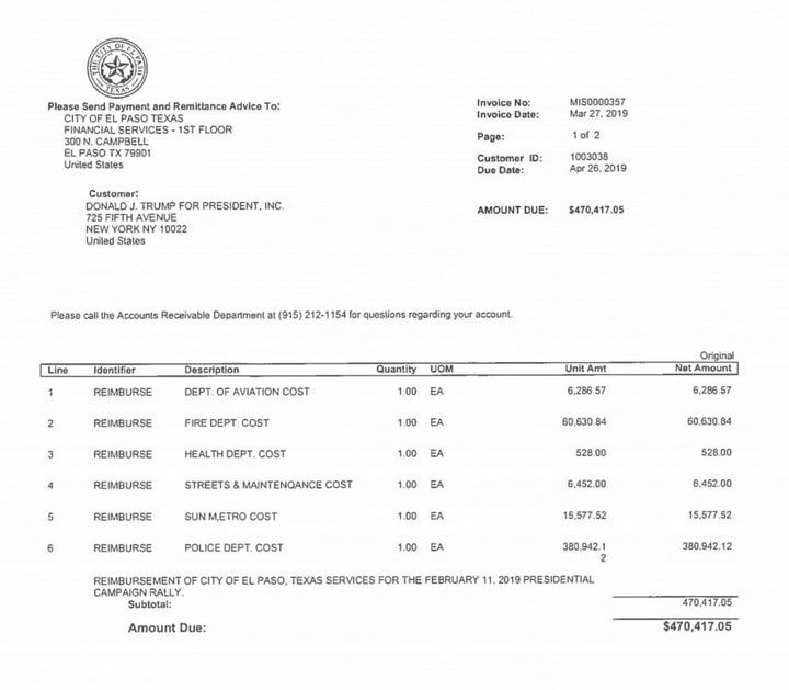 Former state Rep. Beto O'Rourke's camp paid El Paso; former President Donald Trump's camp did not.