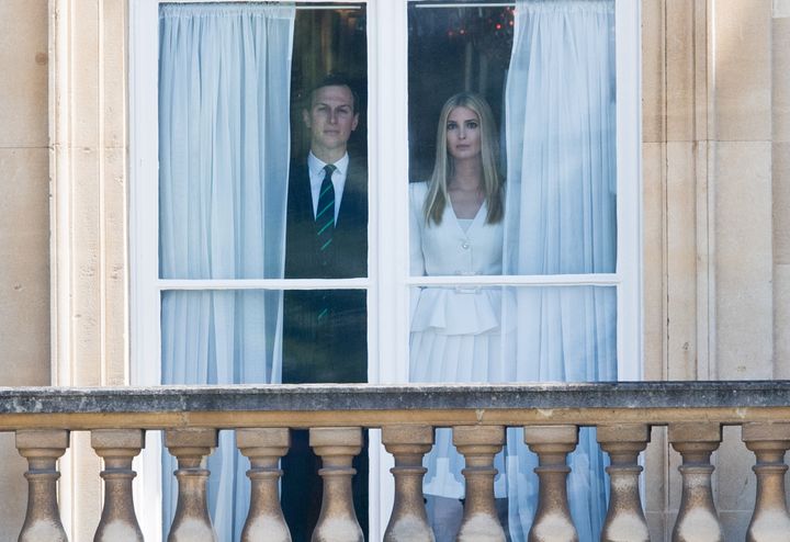 Jared Kushner and Ivanka Trump are seen here in Buckingham Palace in London on June 3, 2019.