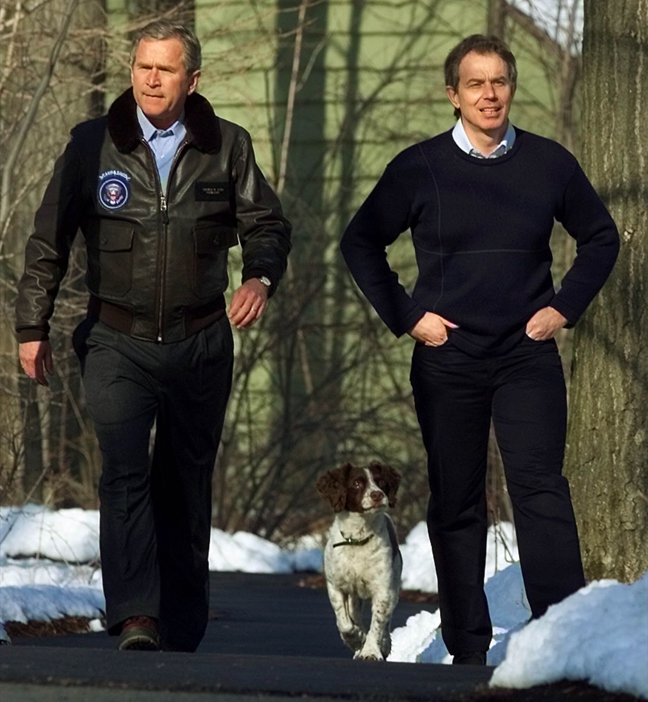 George W Bush and Tony Blair at Camp David in 2001.