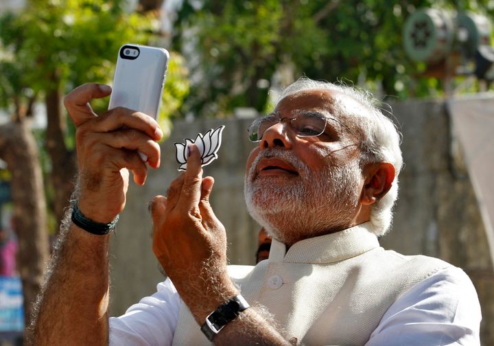 Prime Minister Narendra Modi clicking his own selfie in this file photo. 